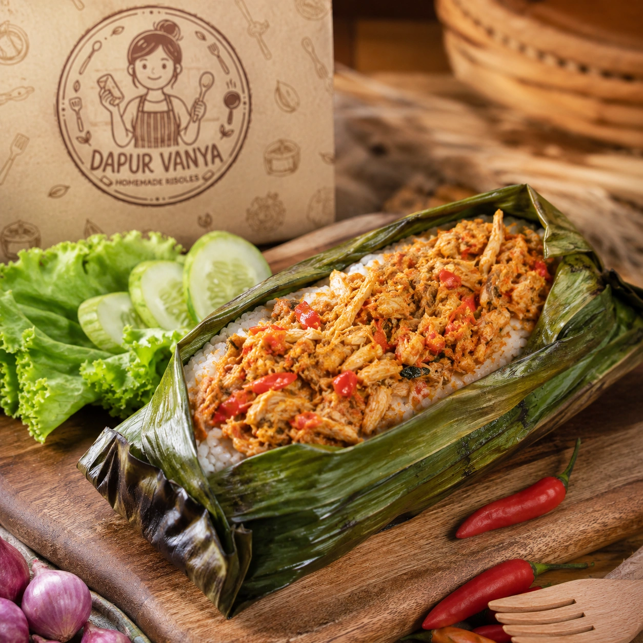 Nasi Bakar Ayam Suwir Pedas