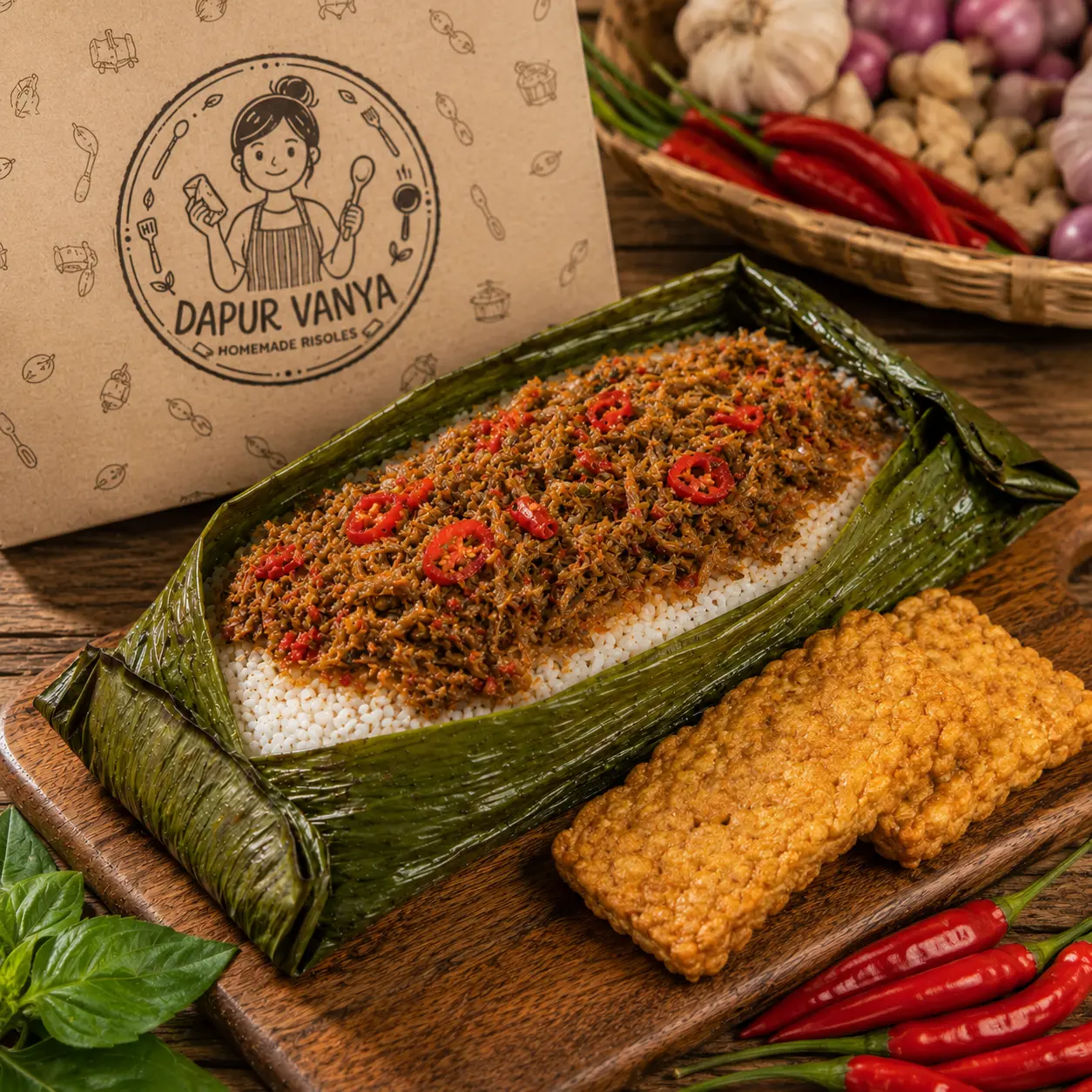 Nasi Bakar Teri Medan Pedas + Gorengan