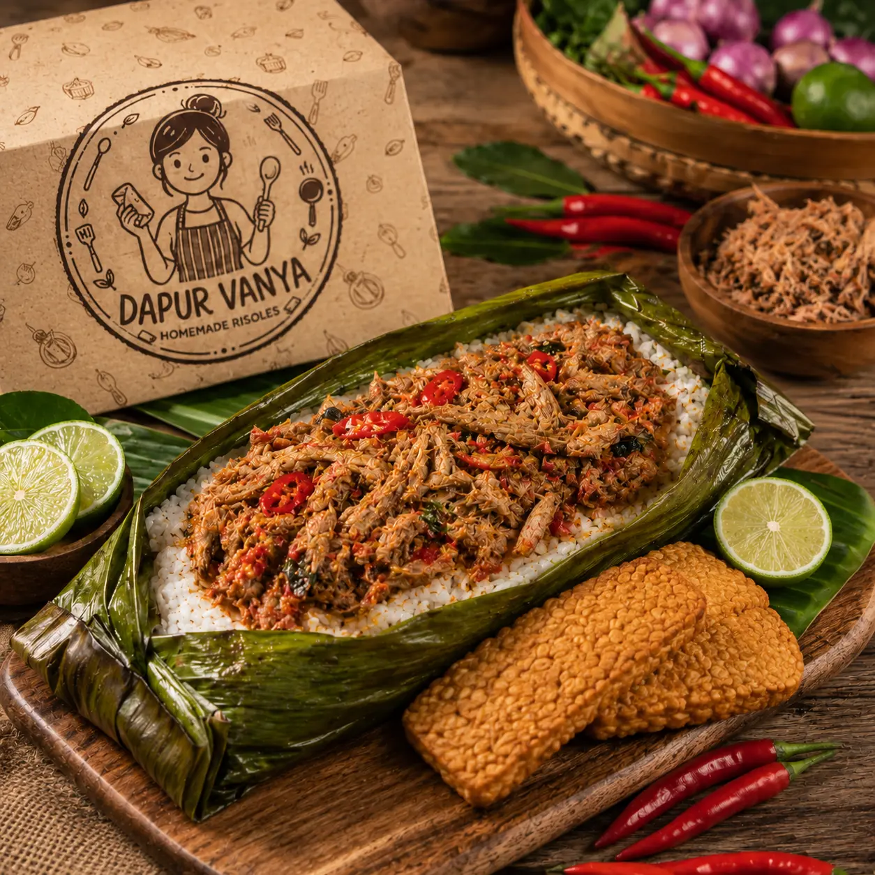 Nasi Bakar Tongkol Suwir Pedas + Gorengan
